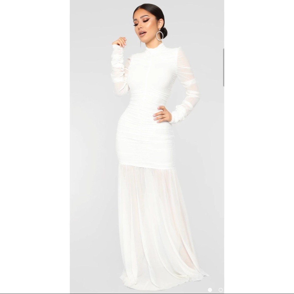 Cardi Party Ruched Dress - White